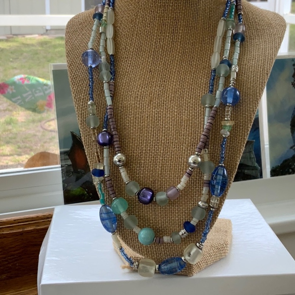 3 strands Chicos necklace 18”+ 4&1/2 extension. Just in time for summer
